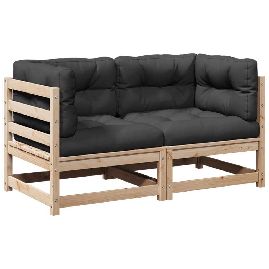 2 részes tömör fenyőfa kerti ülőgarnitúra párnákkal (3295826)