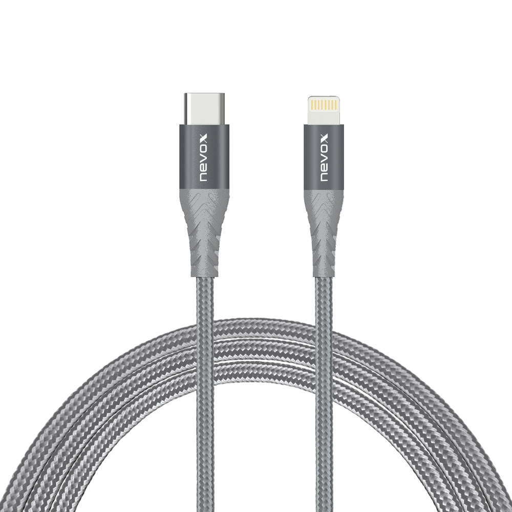 Nevox Lightning apa - USB-C apa Adat- és töltőkábel 1m - Ezüst (1885)