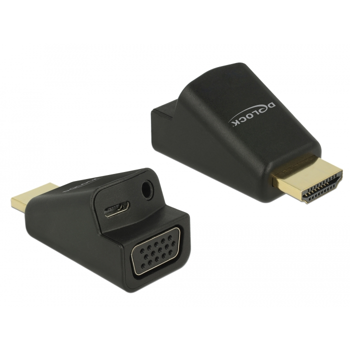 Delock Adapter HDMI-A dugó > VGA hüvely audióval (65895) (65895)