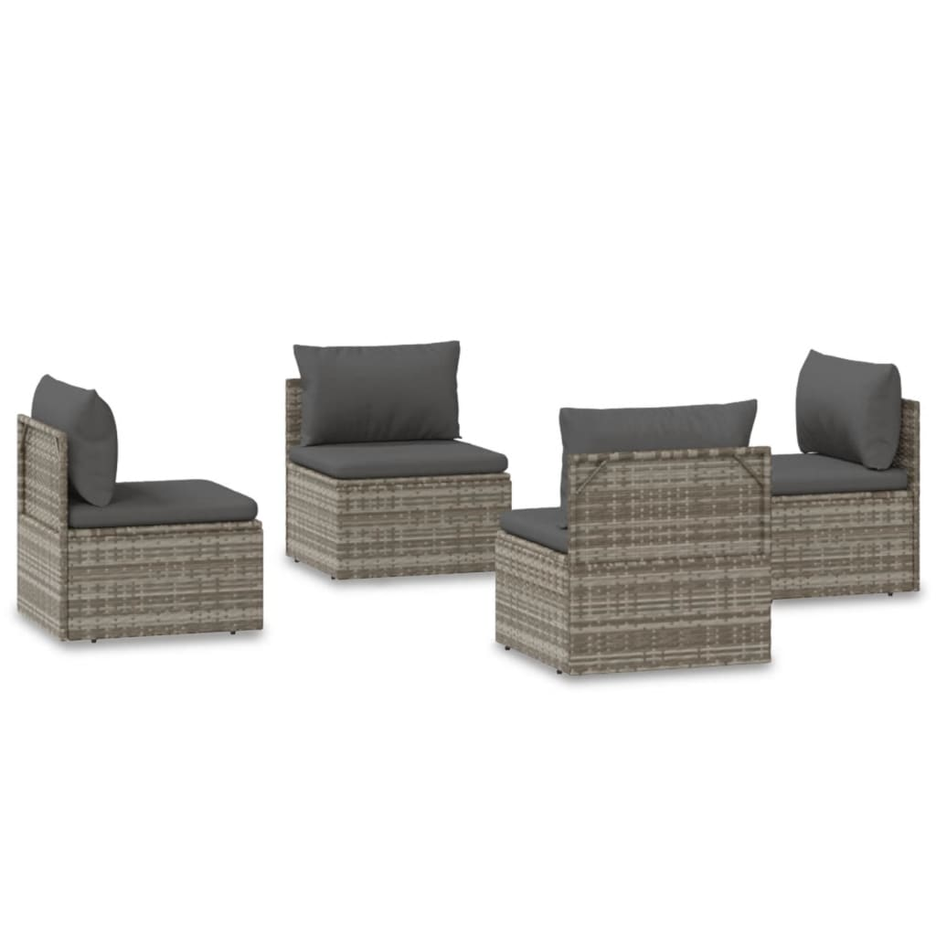 4 db szürke polyrattan kerti középső kanapé 57 x 57 x 56 cm (3157503)