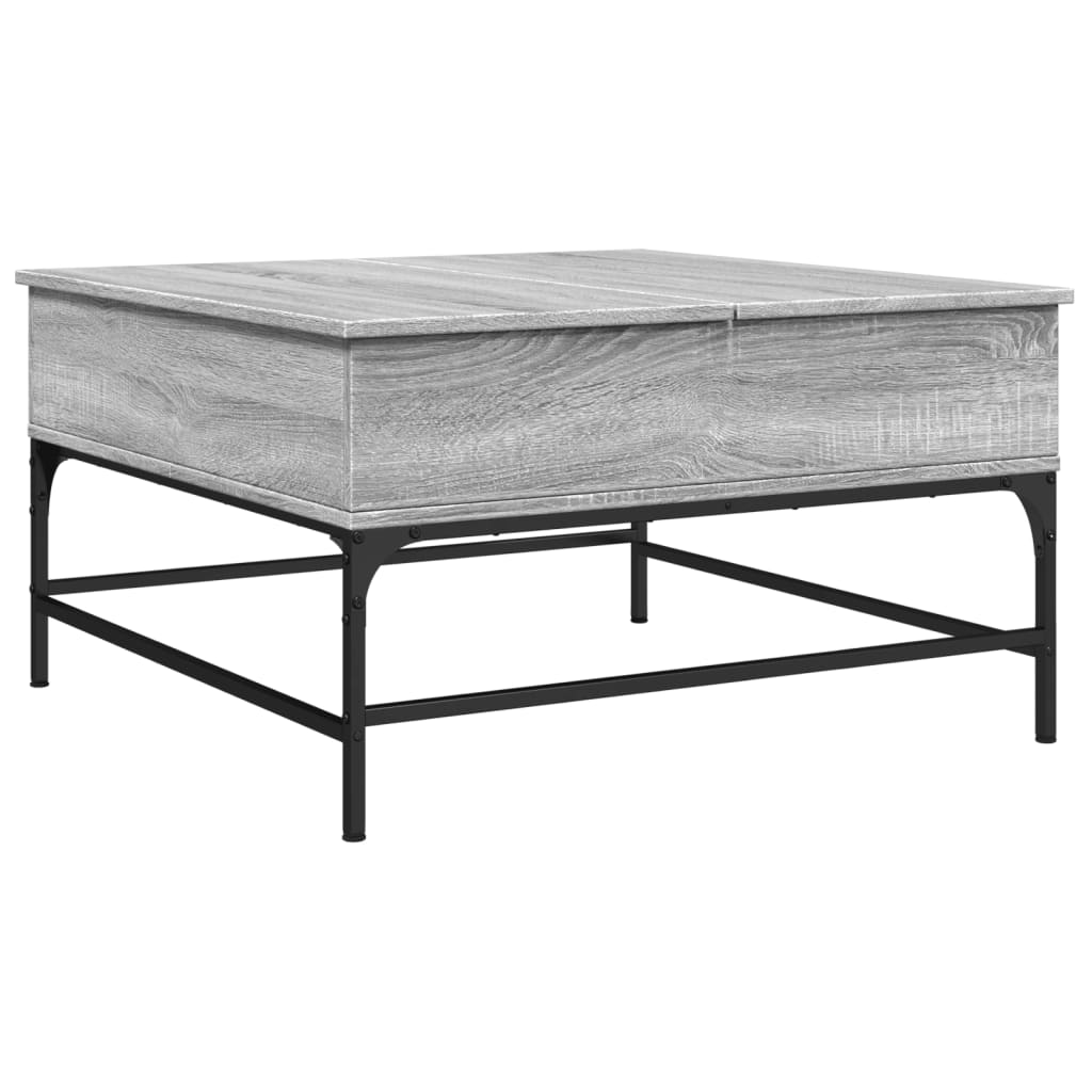 szürke sonoma szerelt fa és fém dohányzóasztal 80 x 80 x 45 cm (845404)