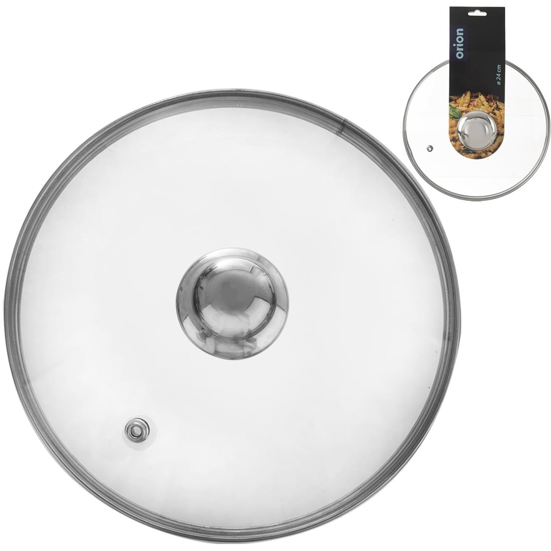 Üveg fedő 24 cm átmérővel, rozsdamentes acél fogantyúval (122580)