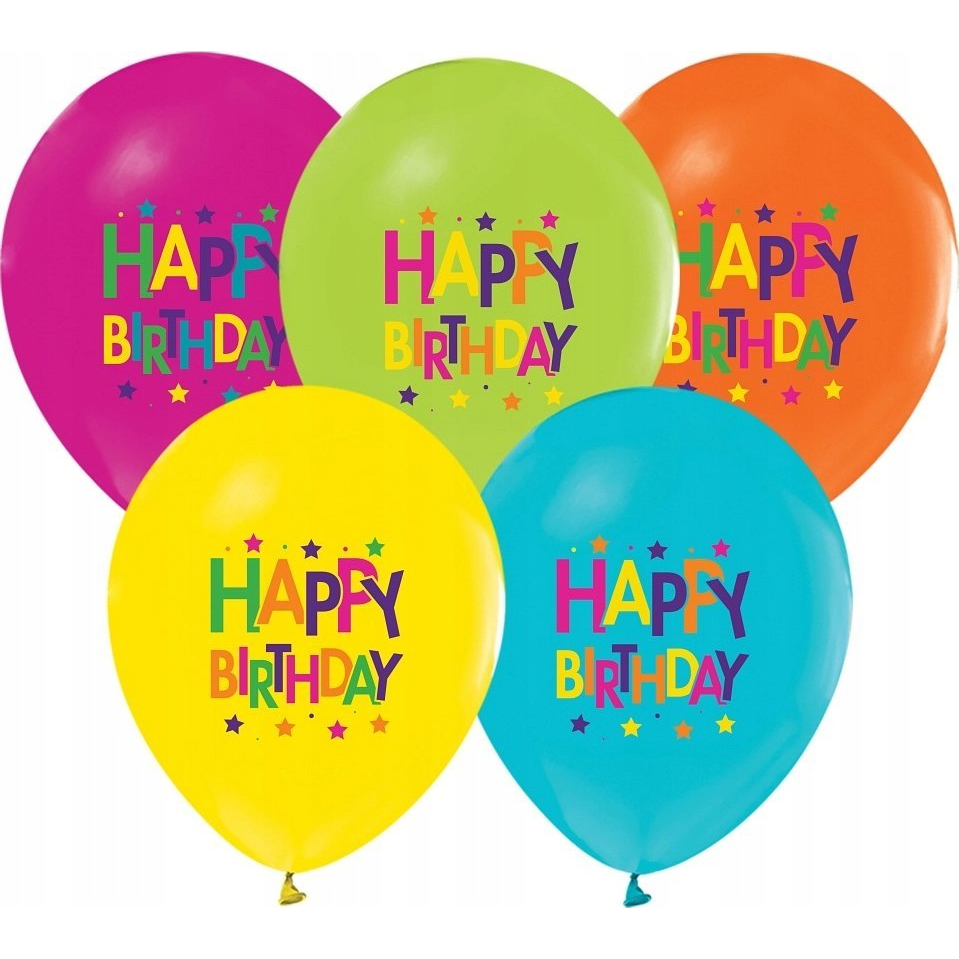 Happy Birthday Feliratos, Csillagos Luficsomag - 30 cm, 5 db (628027)