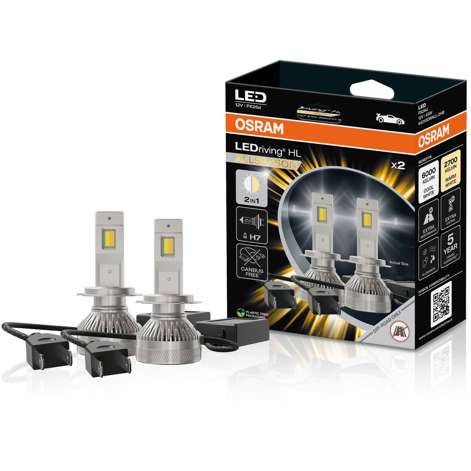 OSRAM Ledriving Allseason LED H7 6000K/ 2700K (64210DWALL-2HB )