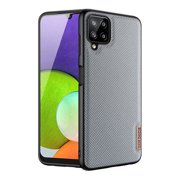DUX DUCIS FINO szilikon telefonvédő (műanyag belső, közepesen ütésálló, rács minta) SZÜRKE [Samsung Galaxy A22 4G (SM-A225)] (5996591114316)