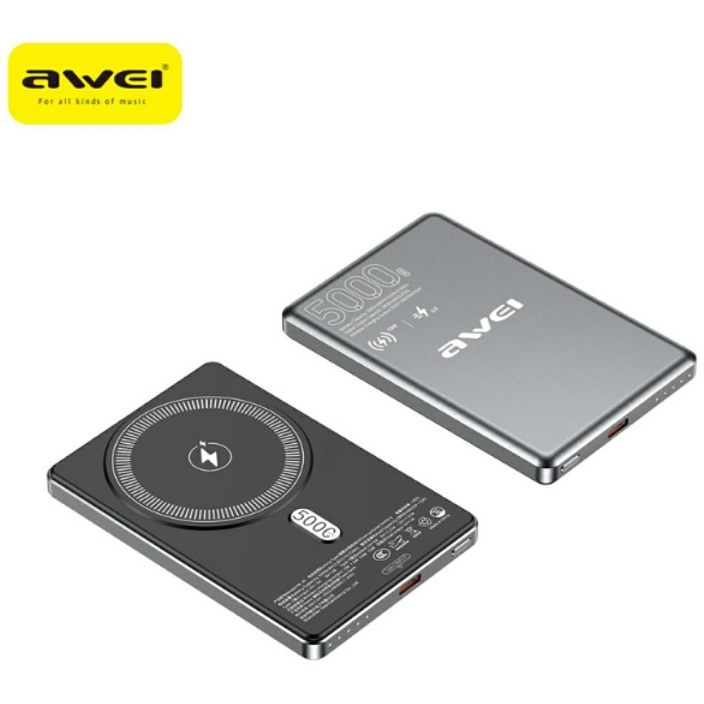 Awei PA-30 5000mAh wireless power bank MagSafe szürke (PA-30)