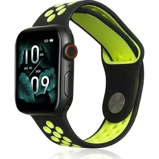Beline Apple Watch Sport Szilikon Óraszíj 42/44/45/49mm Fekete/Lime (5904422919887)