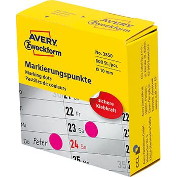 Avery-Zweckform 3850 Jelölőpont etikett Ø 10 mm Bíbor 800 db Véglegesen tapadó Papír