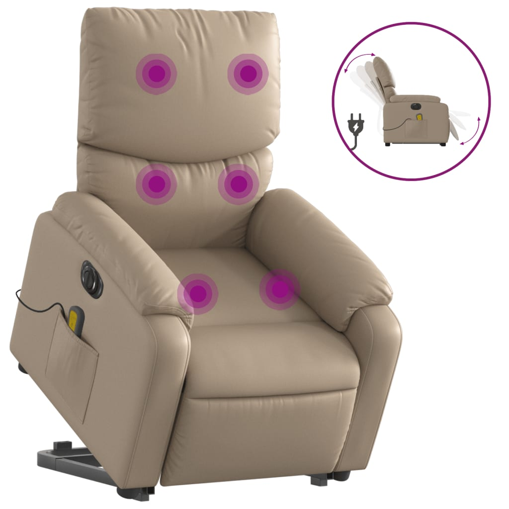elektromos kávészínű műbőr felállást segítő masszázsfotel (3204913)