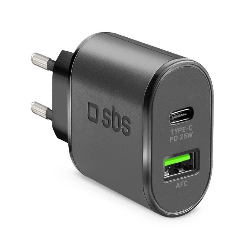 SBS TETRPD25W 1x USB Type-C / 1x USB Type-A Hálózati töltő - Fekete (20W) (TETRPD25W)
