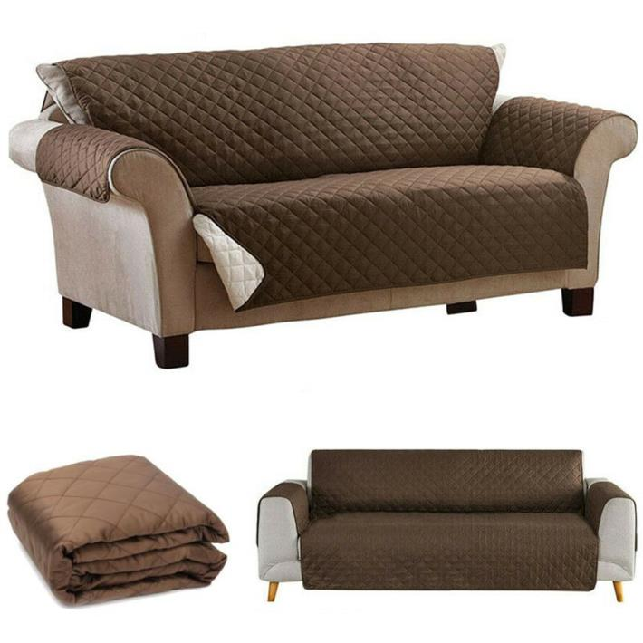 Verk Reversible sofa cover 240 × 165 cm, brown/cream (15837)