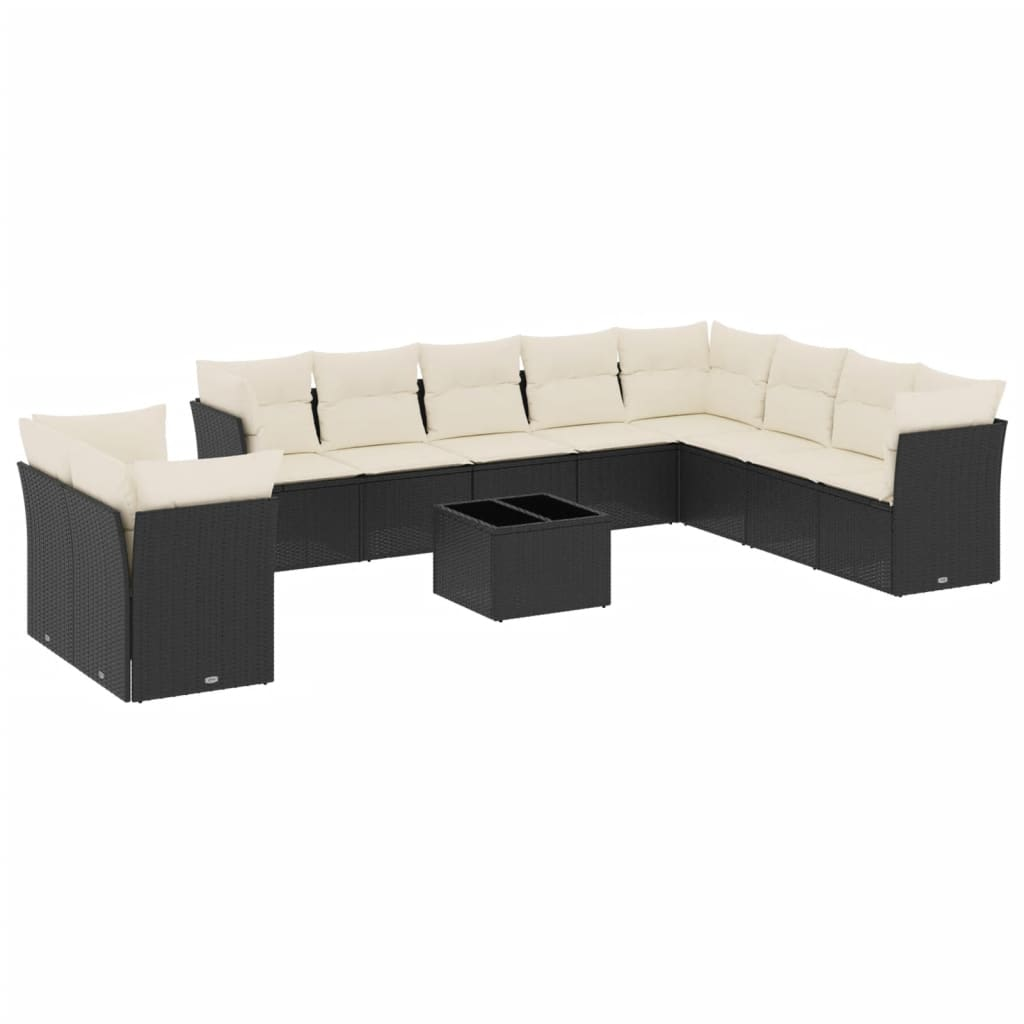11 részes fekete polyrattan kerti ülőgarnitúra párnákkal (3217866)