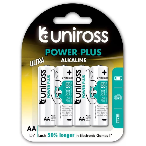 Uniross LR6/4BP 1.5V AA/молив издръжлива алкална батерия, POWER PLUS