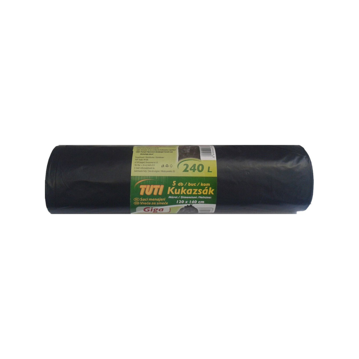 Tuti Giga kukazsák 240 l (5 db / tekercs) - Fekete (5999884707998)
