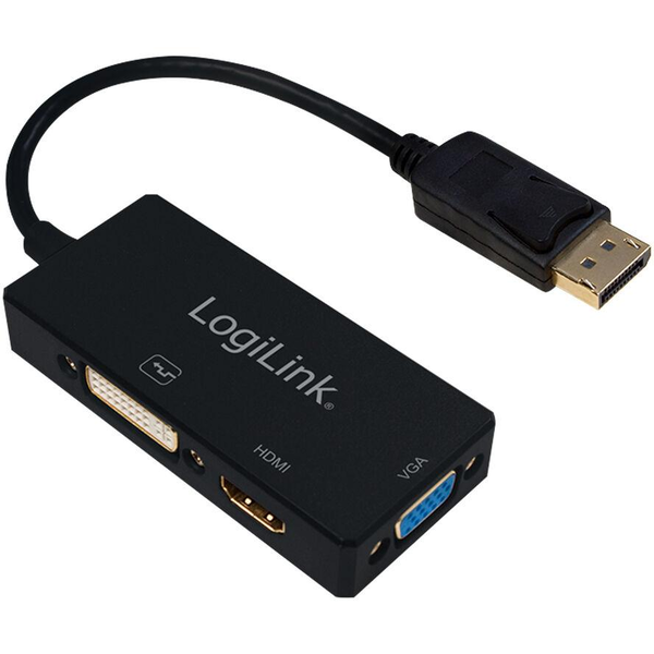Адаптер Logilink, Display Port към HDMI / DVI / VGA, 4k, черен