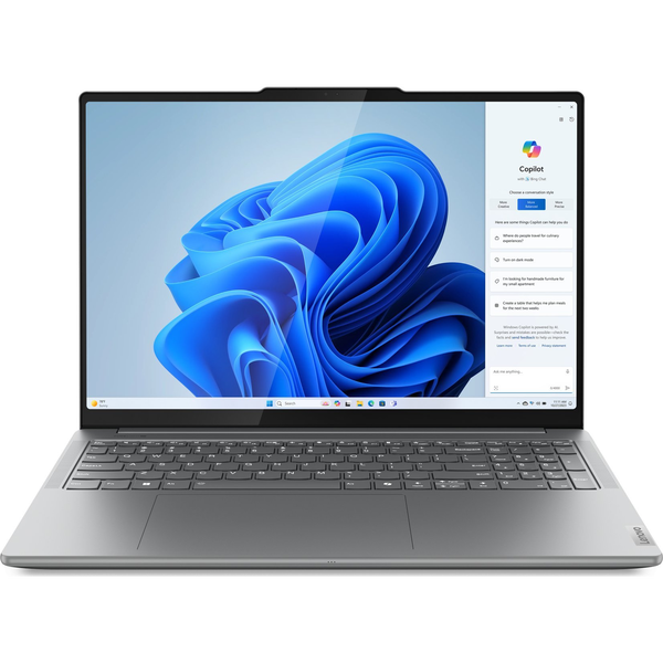 Lenovo Yoga Pro 9 Intel Core Ultra 7 155H Laptop 40,6 cm (16") Érintőképernyő 3.2K 16 GB LPDDR5x-SDRAM 512 GB SSD NVIDIA GeForce RTX 4060 Wi-Fi 6E (802.11ax) Windows 11 Home Szürke