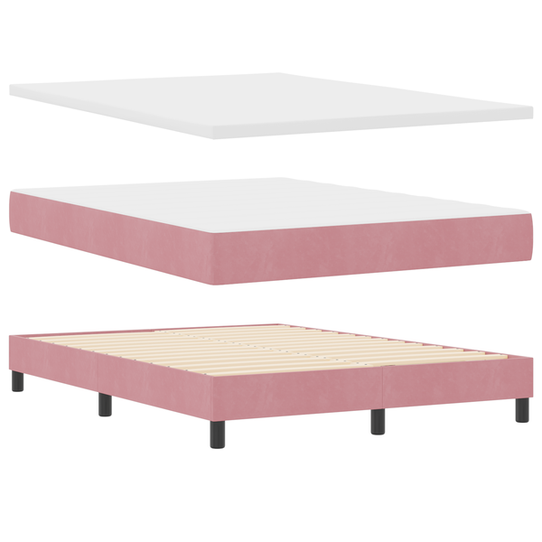 Boxspring Ágy Matrac Békés Rózsaszín 160x200 cm Bársony