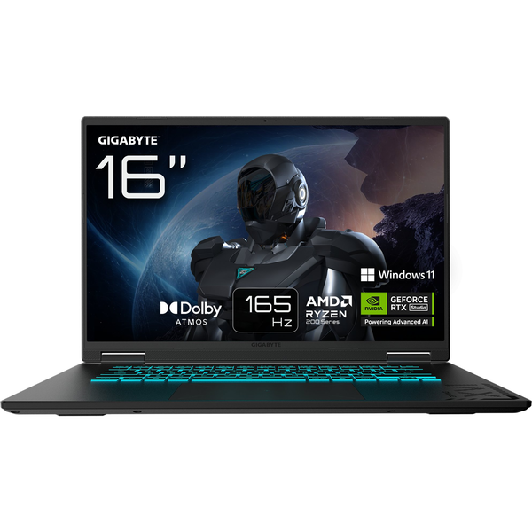 GIGABYTE GAMING A16 3WHK3DE894SH laptop AMD Ryzen™ 7 260 40,6 cm (16") WUXGA 16 GB DDR5-SDRAM 1 TB SSD NVIDIA GeForce RTX 5070 Wi-Fi 6E (802.11ax) Windows 11 Home Sort