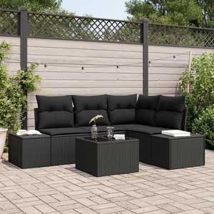 Kerti Kanapé Szett 5 pcs Fekete Poli rattan
