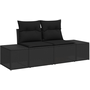 Kerti Kanapé Szett 5 pcs Fekete Poli rattan