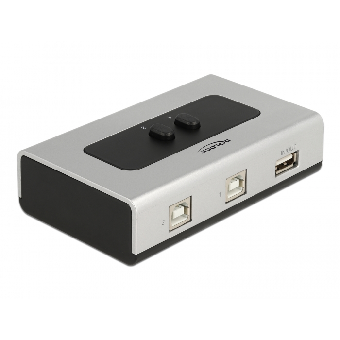 Delock Kétirányú USB 2.0 switch 2 db. B-típusú anya - 1 db. A-típus anya kézi átkapcsolással (87761)