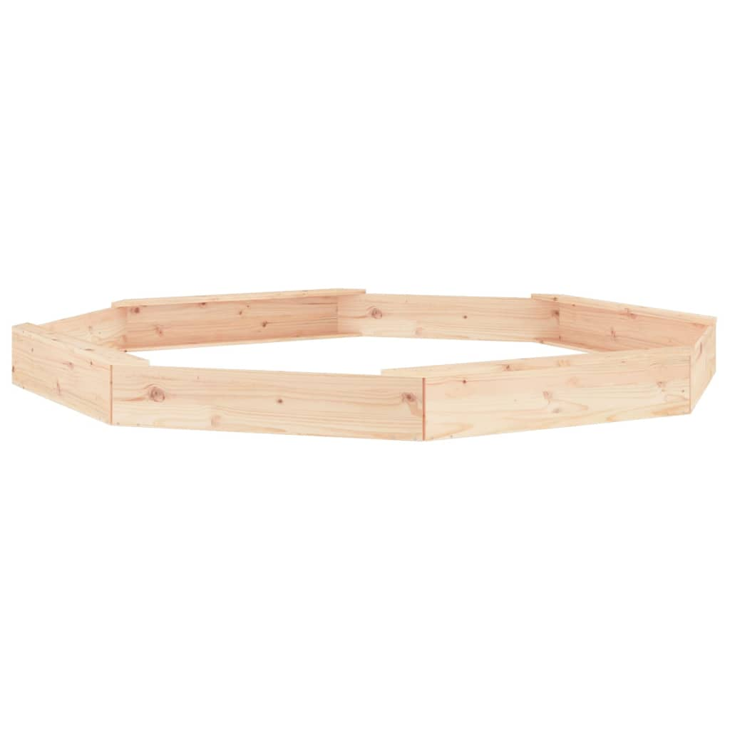 nyolcszögű tömör fenyőfa homokozó ülésekkel (825023)