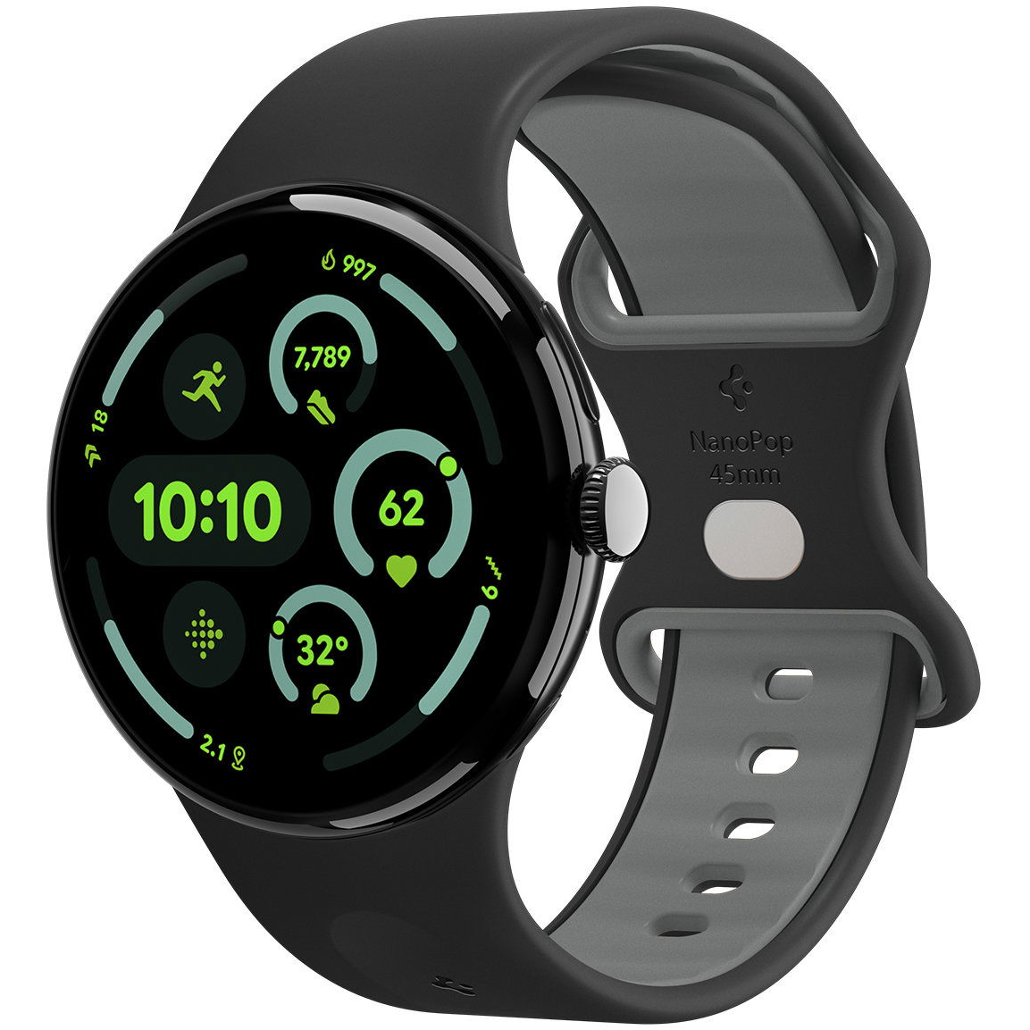 Spigen Nano Pop Band Google Pixel Watch 4/3 45mm szíj - Black Sesame (AMP09491)