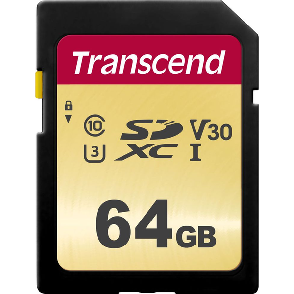 Transcend TS64GSDC500S 500s Memory-card, 64GB, SDXC, 4K 95/ 60MB, UHS-I, C10, U3, V30, 3.3V