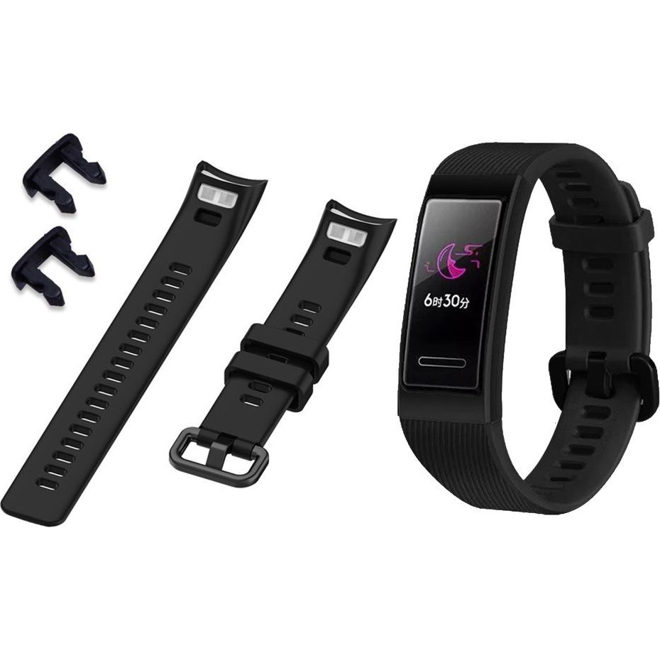 Strado Szilikon Szíj Huawei Band 3/4 Pro Okosórához Fekete (5907694857628)
