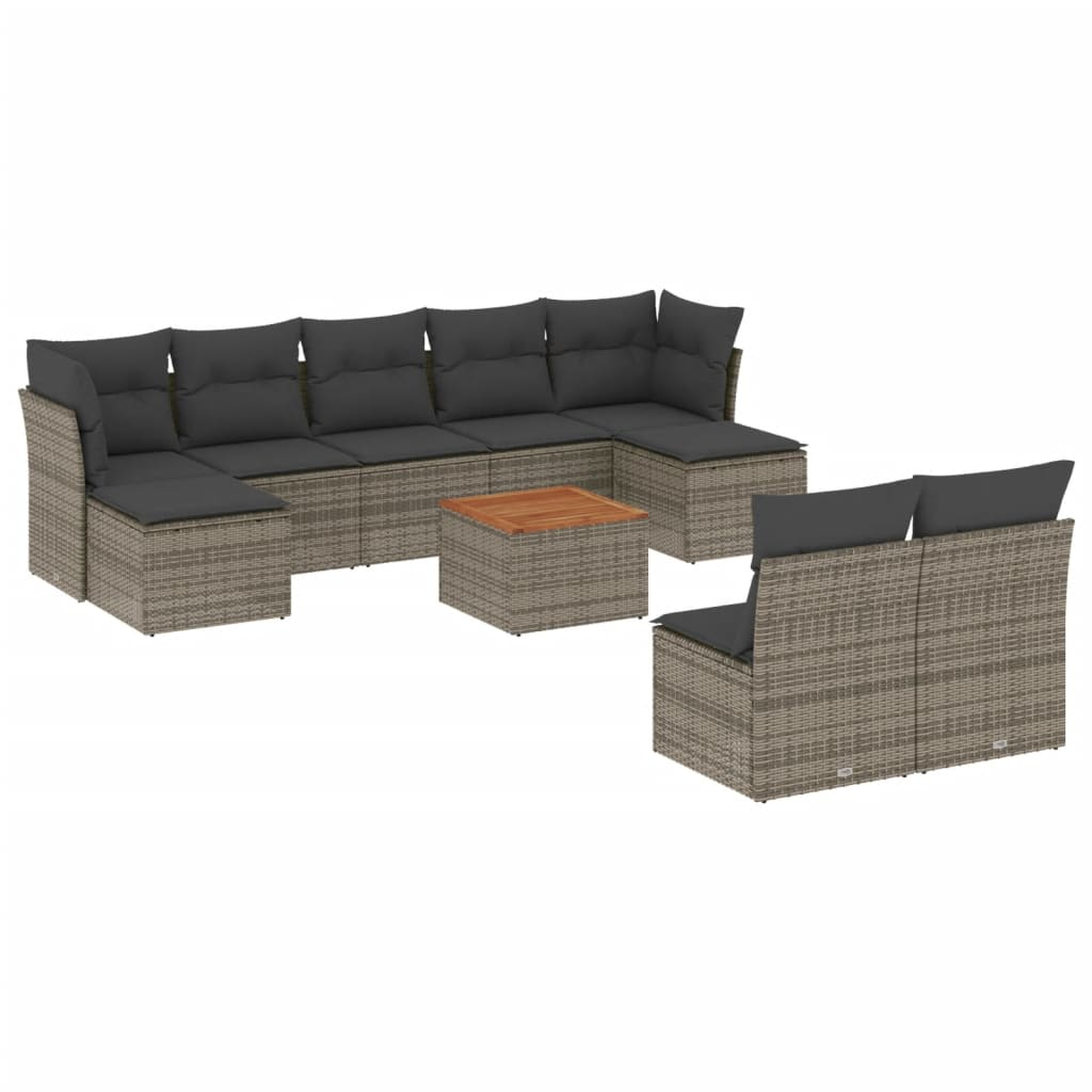10 részes szürke polyrattan kerti ülőgarnitúra párnákkal (3223862)