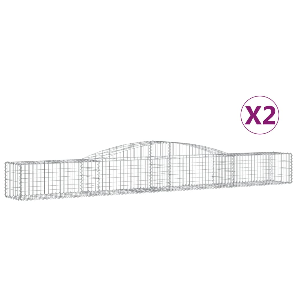 2 db íves horganyzott vas gabion kosár 400x50x40/60 cm (3146957)