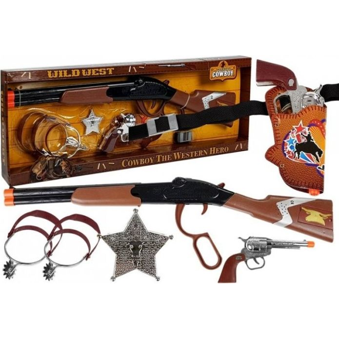 Lean Toys Cowboy Set Lever Action Rifle Colt Revolver Seriff Jelvény (4032)