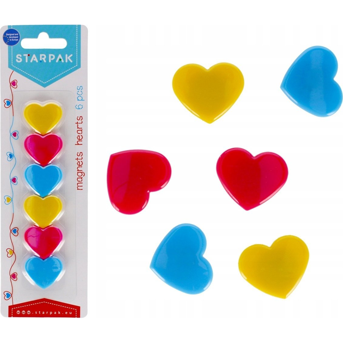 Szívecskés Hűtőmágnes - 6 db-os Szett 481540 (STK MAG13)