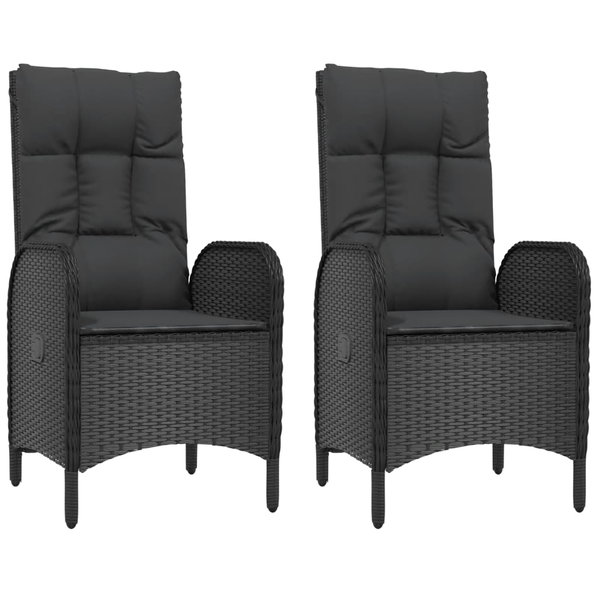 2 db fekete polyrattan kültéri szék