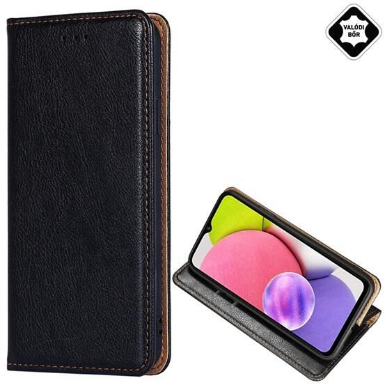 Gigapack Samsung Galaxy A22 5G (SM-A226) valódi bőr fliptok fekete (GP-112670)