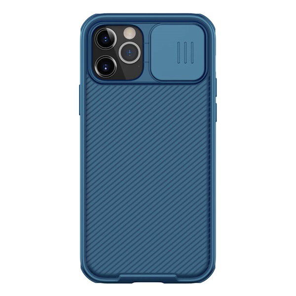 NILLKIN CAMSHIELD PRO műanyag telefonvédő (szilikon keret, közepesen ütésálló, kamera védelem, csíkos minta) SÖTÉTKÉK [Apple iPhone 12 Pro] (5996591005324)