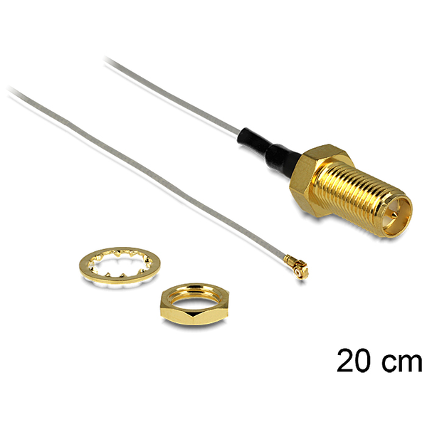 Delock antenna kábel RP-SMA jack bulkhead > MHF III/U.FL-LP-040 kompatibilis csatlakozó, 200 mm 0.81