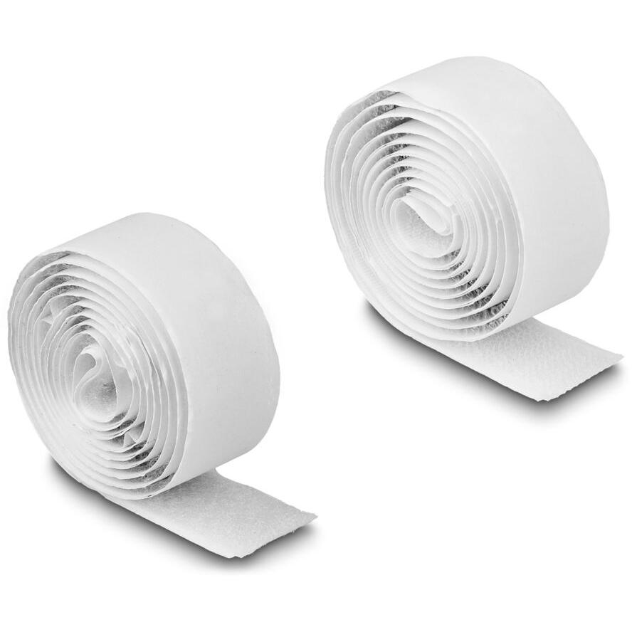 Delock Öntapadó tépőzáras szalag-szett, H 1 m és Sz 20 mm fehér (19061) (19061)