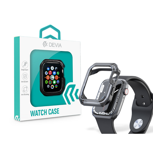 Apple Watch ütésálló védőtok - Devia Sport Series Shockproof Case For iWatch  - 45 mm - black/transparent