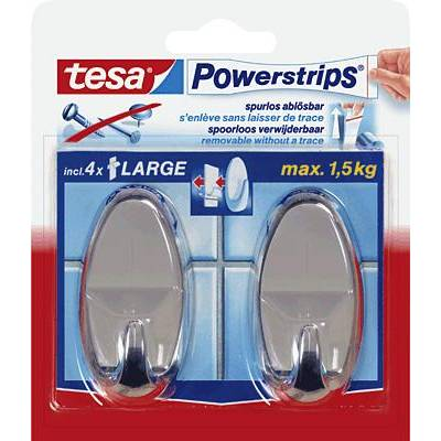 Oválné háčky Samolepící Tesa POWERSTRIPS 2kg Velké na Ručníky 2 ks