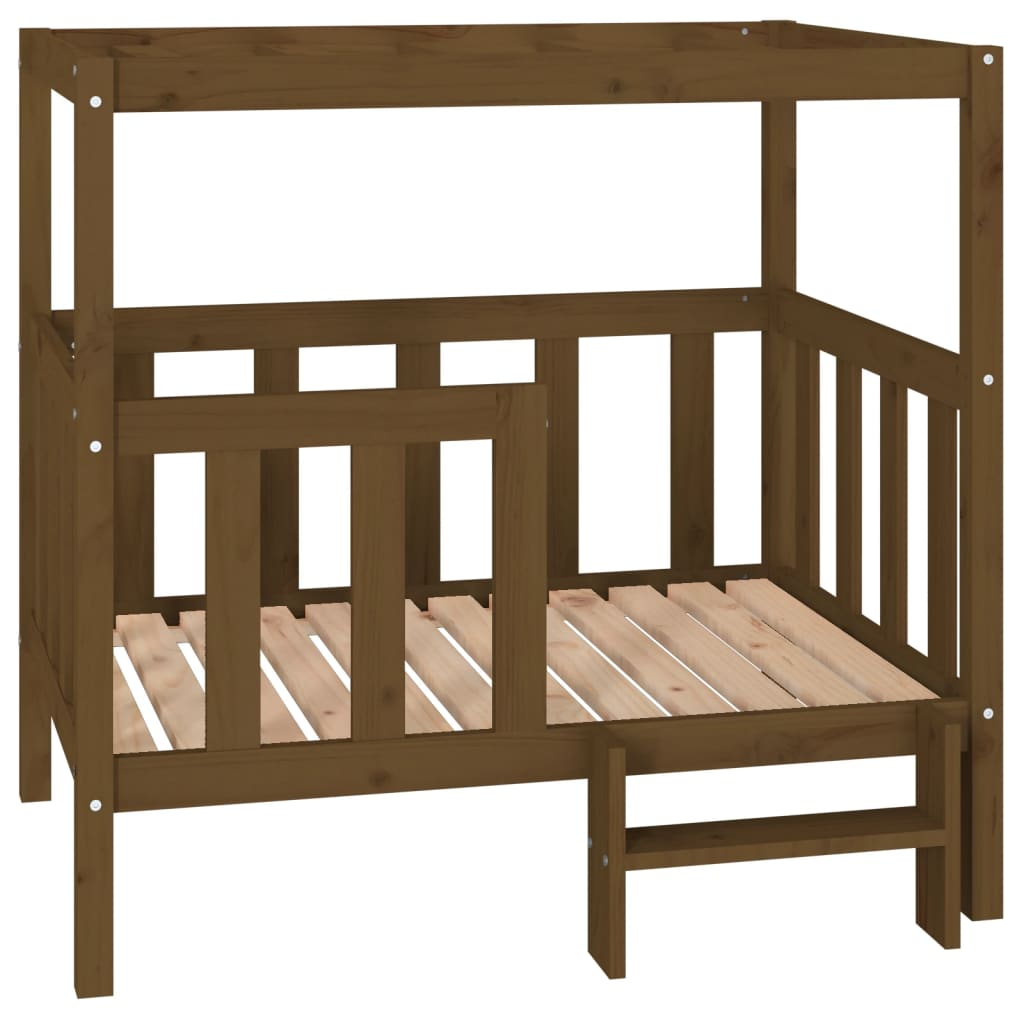 mézbarna tömör fenyőfa kutyaágy 105,5x83,5x100 cm (822390)