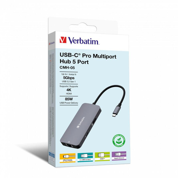 Verbatim CMH-05 USB typu C 5000 Mbit/s Stříbrná