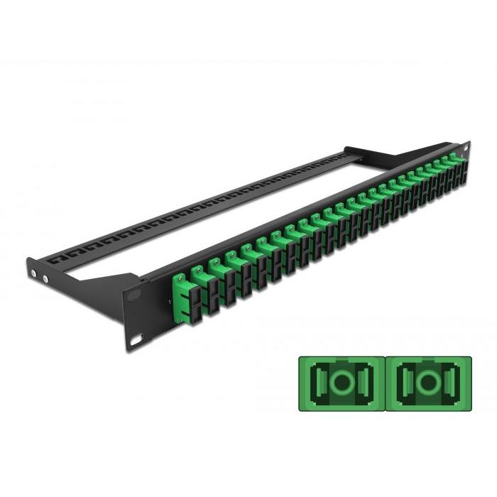 Delock 19 száloptikás csatlakozó panel 24 portos SC duplex zöld (43393) (DE43393)
