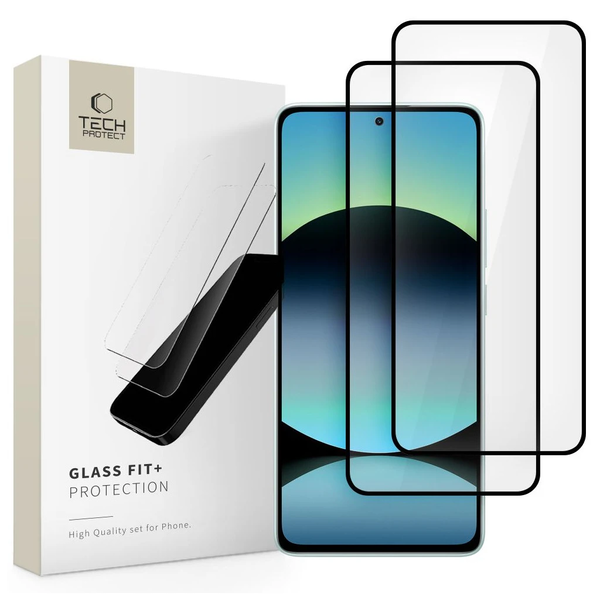 Tech-Protect Glass Fit+ temperált üveg kijelzővédő 2-PACK XIAOMI REDMI NOTE 14 4G/5G és POCO M7 PRO 5G készülékhez fekete