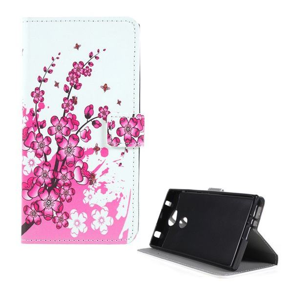 Tok álló, bőr hatású (FLIP, oldalra nyíló, asztali tartó funkció, virág minta) FEHÉR [Sony Xperia L2 (H4311)] (5996457758333)