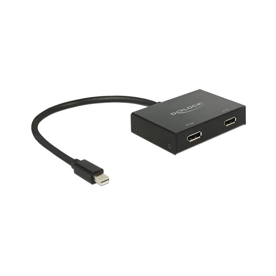 DELOCK Adapter Displayport1.2 elosztó 1x miniDisplayport dugó > 2x Displayport hüvely 4K (87695) (87695)