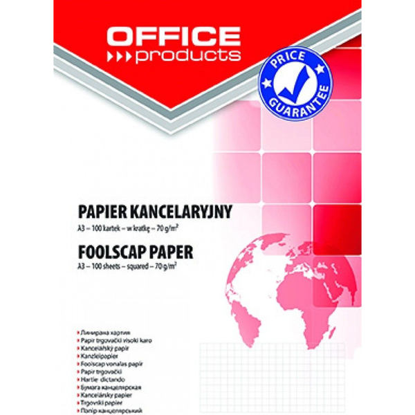  Office Products Papier kancelaryjny OFFICE PRODUCTS, kratka, A3, 100ark.