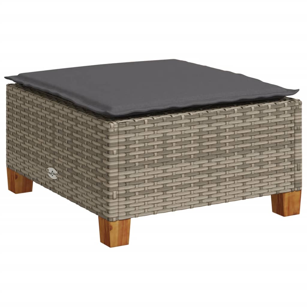 szürke polyrattan kerti ülőke párnával 63,5 x 56 x 32 cm (365912)
