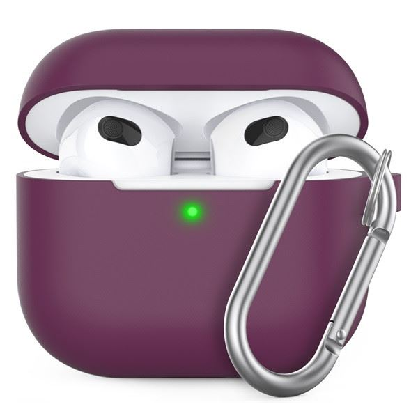 Phoner Simple Apple Airpods 3 szilikon tok akasztóval burgundi (PN-CP-148-BY-FHD) (PNCP148BYFHD)