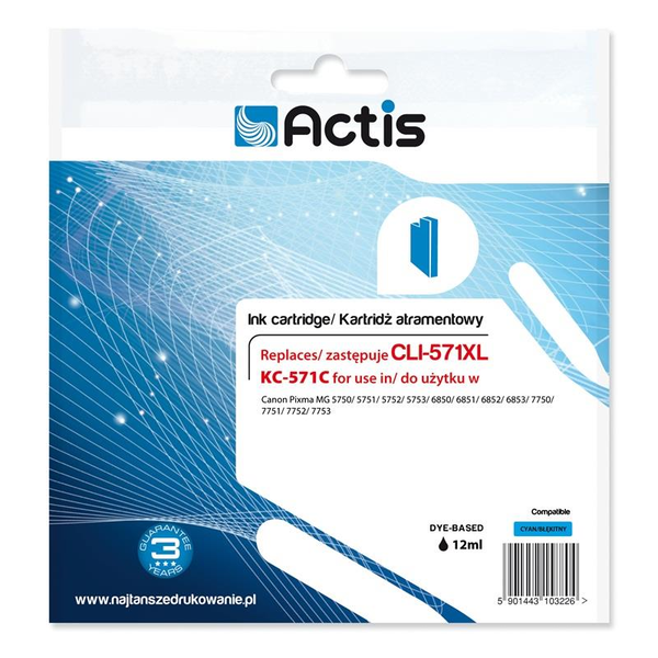 Inkoust Actis KC-571C pro Canon modrý (cyan)